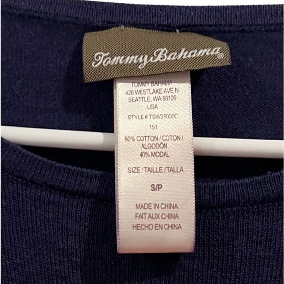 Tommy Bahama Striped coral/navy Tunic Sweater size S/p - Picture 6 of 6